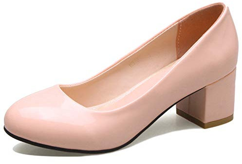 Joliss Damen Pumps Blockabsatz Runde Zehen Pumps Pink Gr 39 EU/40Cn
