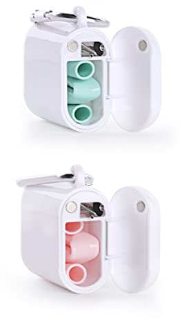Hoshen Set di 2 cannucce pieghevoli in silicone riutilizzabili, facili da pulire, portatili, ecologiche, alla moda semplice FDA, rosa e ciano