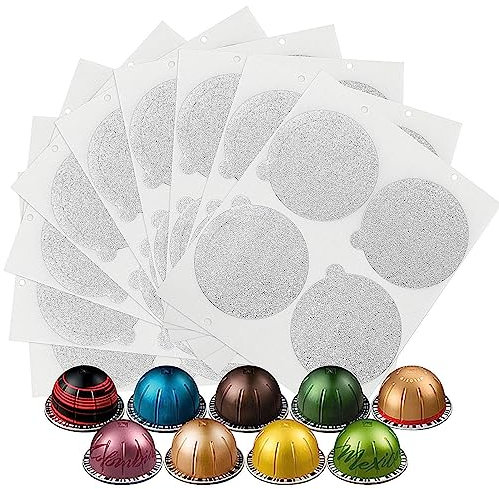 Lot de 100 couvercles en aluminium pour réutiliser les capsules de café Nespresso, compatibles avec Nespresso Vertuoline Vertuo, 100 capsules de café réutilisables (61 mm, gris)