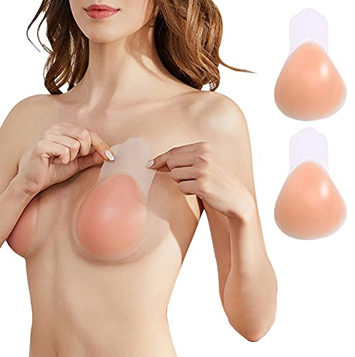 HOTSO Sujetador Adhesivo Silicona, Copa Invisible Push Up sin Tirantes Nudebra Uso en Vestido de Boda, Vestido de Noche, Festivales para Mujer Sostén Cómodo Reutilizable