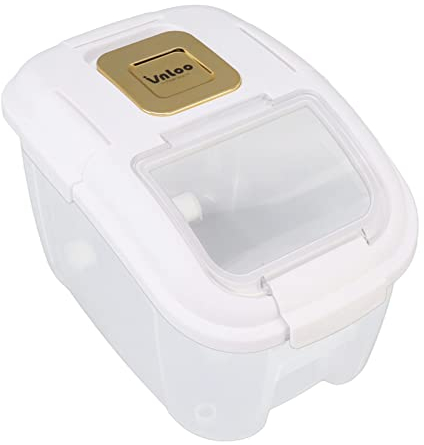Une Boîte de Stockage de Riz Avec Couvercle Transparent, Récipients de Stockage de Denrées Alimentaires Scellés de Grande Capacité, Les Bacs de Stockage du Grain Scellés (Blanc)
