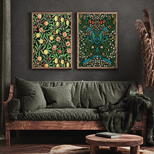 Abstrakter Kunstdruck William Morris Mandelblüte Poster Vintage impressionistische Blumen Drucke Wohnzimmer Dekor 50 x 70 cm, 2 Stück, rahmenlos