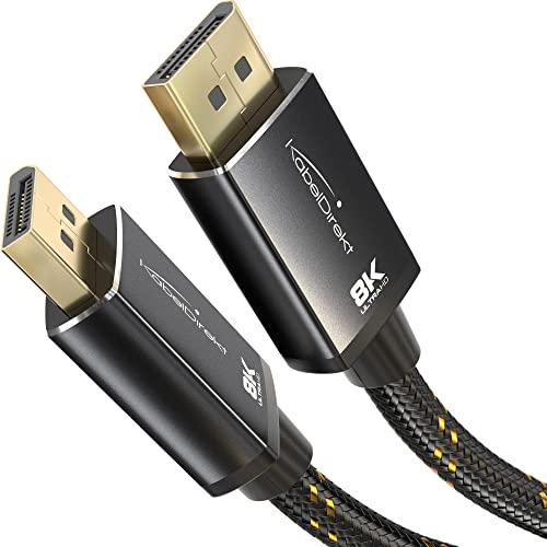 8K DisplayPort & DP cable, A.I.S. shielding and metal plugs – 3m (for DP 1.4 gaming PCs/laptops/graphics cards/monitors with 8K@60Hz, 4K@120Hz and ultra-fast 144Hz/165Hz/240Hz, black) CableDirect