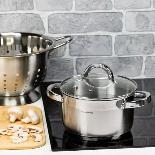 Luckyberg Topf Induktion Kochtopf, Edelstahl, mit Glasdeckel Dampfloch, unbeschichtet, für alle Herdarten, Backofenfest, Spülmaschinenfest, Fleischtopf, Gemüsetopf, Cooking Pot (Kapazität 0,5l)