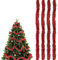 YEAP 4 Stück Weihnachtsbaum Lametta, Weihnachten Lametta Girlande, Lametta Baumschmuck, Glänzend Lametta Girlande, Hängende Dekorationen für Weihnachten Ferien Indoor Outdoor, Je 2m, Rot