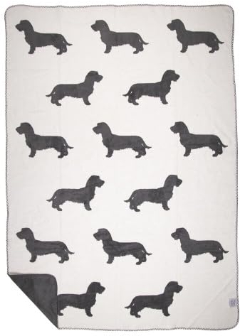 Mars & More Decke Kuschel Wohn Sofa Dackel Hund Grau Weiß