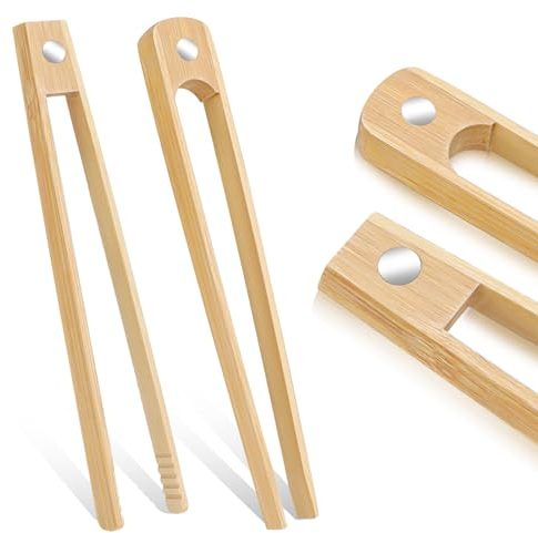 2 Pcs Wooden Tongs for Toaster 8.7 Inch Toaster Tongs Bamboo Toast Tongs Magnetic Bamboo Toaster Tongs Wooden Toaster Tongs with Magnet Bamboo Tongs for Toaster Wood Kitchen Utencil for Cooking