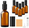 Amentalove Amber Glass Spray Bottles, 6PCS 50ML Empty Fine Mist Spray Bottle with Syringe for Cleaning Essential Oils Perfume Cosmetic Sprays, Portable Travel Small Spray Bottle with Funnel Label