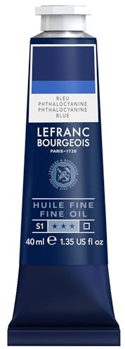 Lefranc Bourgeois 301772 Feine Ölfarbe in hervorragender Qualität,lichtecht mit gleichmäßige Konsistenz, 40ml Tube, ideal für Keilrahmen, Leinwand, Malkarton - Preußischblau
