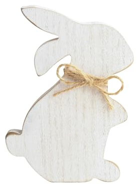 IQYU Schubladen Filz Ostern Stehend Tisch Dekor Holz Hase Kaninchen Tisch Dekoration Ostern Dekor Block Zeichen Tisch Für Ostern Home Party Liefert Pferde Spind Zubehör (White, One Size)