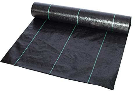 Toile de Paillage Anti-Mauvaises Herbes 90g/m² Film Anti-Mauvaises Herbes Géotextile Toile Anti Mauvaises Herbes Jardin Tissu Perméable à l'eau Résiste Rayons UV (5m Lang,0.5m Breit)