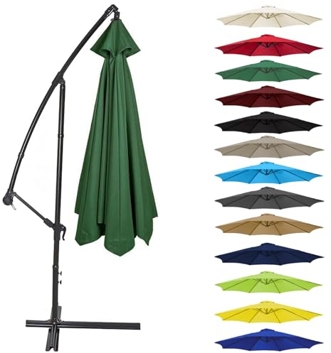 Canopy Cover 200CM 2.7M 300CM (6 Arms/8 Arms) Umbrella Replacement Cloth Cantilever Parasol Top Fabric Cover UV Protective(Color:Green,Size:8 ribs-3m(9.8ft))