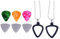 Perfeclan Gitarren-Pick-Halter, Gitarren-Picks-Aufbewahrung, Halskette, tragbar, mit 6 Plektren für Bass, E-Gitarre, Geschenke, Musiker, Musikliebhaber