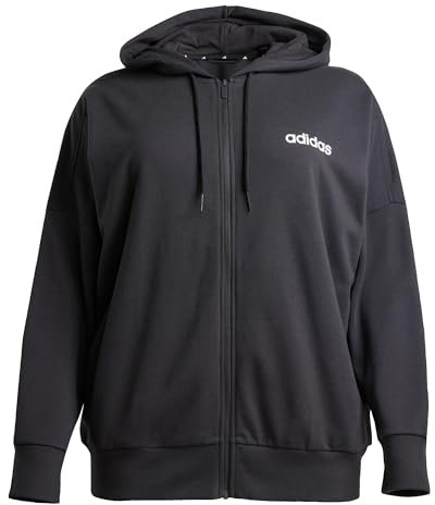 adidas Female ESSENTIALS LINEAR FULL ZIP FRENCH TERRY HOODIE (PLUS SIZE) XL (Plus Size) Black/White