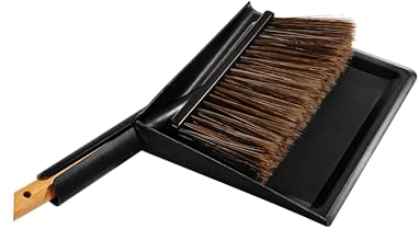 cleangang Balayette et Pelle à poussière en Bois de hêtre Noir 30 cm x 29 cm x 3