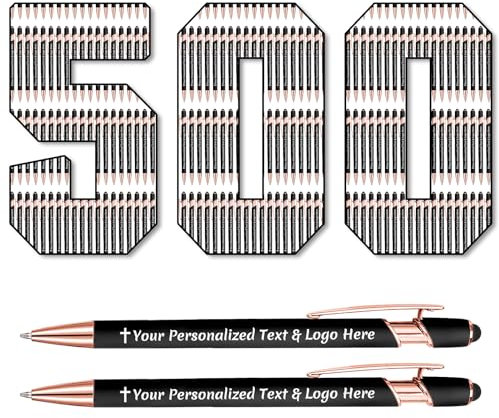 STREADVE 500 Kugelschreiber mit Gravur Kugelschreiber Personalisiert Logo Name Stift Personalisierte Kuli Dankeschön Geschenk Hochwertig für Hochzeit Geburtstag Mitarbeiter, Schwarz