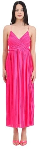 ONLY Vestido largo fucsia para mujer con estampado plisado M, Rosa