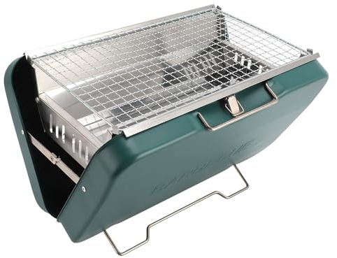 Tragbarer Grill-Koffer, Tischgrill, 410 Edelstahl, Hochtemperaturbeständig, Tragbarer Holzkohlegrill für Outdoor-Camping, Nomad Grill