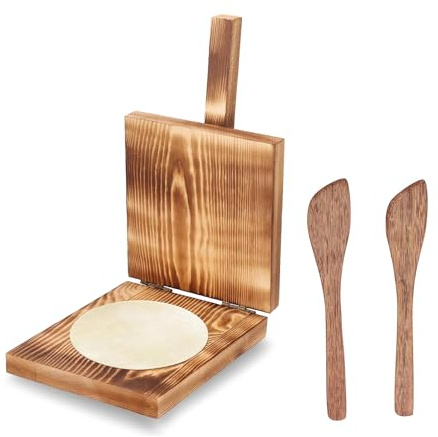 Tortilla Presse Für Knödel, Holz Taco Presse Mit Rutschfestem Griff Teigpresswerkzeug, Tortilla Maker Mit Zwei Holzschaufeln, Manuelle Teig Press Maschine Für Die Küche