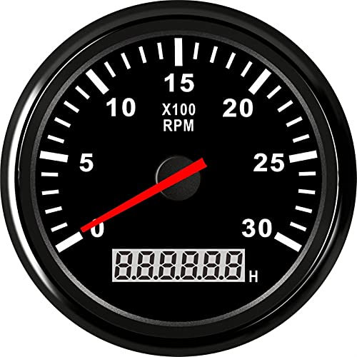 Tachometer New 3-8K RPM Tacho Tachometer Gauge REV Counter With Hour Meter 85mm Gasoline 12V 24V Red Backlight(3K-BN)