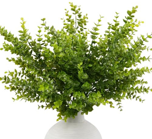YVONNEYI 12 Stück Künstliche Eukalyptus Zweige 65 cm | Kunstpflanzen für Vasenfüller, Tischdeko Hochzeit & Wohnzimmer | Kunstzweige aus Kunststoff, Deko-Zweige für Blumenarrangements (Ohne Vase)