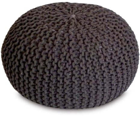 Amago home Strickhocker Pouf Ø45 o. 55cm Bodenkissen Sitzpouf XXL Baumwolle nachhaltig Größe ø 45 cm, Farbe braun