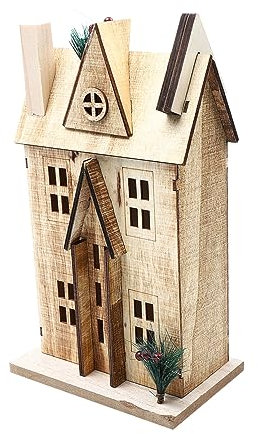 FUNOMOCYA Nordisches Holzhaus-dekor Mit Led Licht Für Weihnachts-Handwerk Desktop-holzhaus Für Heim Büro Und Feierdekoration