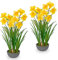 Hollyone Gelbe Künstliche Narzissen Seidenblumen, 2 Stück 35cm Dekorative Blume Künstliche Narzissen im Topf, Kunstblumen Frühlingsblume für Heimdekoration, Fensterbank, Wohnzimmer, Tischdeko