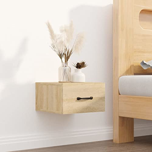 TJROO Schlafzimmer 35 x 35 x 20 cm, Wandnachttische mit Schublade, Nachttisch, Hängeschrank, Sonoma-Eiche, Nachttisch, Wand-Nachttisch, platzsparend, Nachttisch