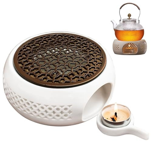 Stövchen,Stövchen für Teekanne Keramik, Teelichtofen,Teekannenwärmer die Heizung Besteht mit Teelichthalter und HerdmatteTeewärmer Porzellan,Teestövchen Geeignet zum Erhitzen von Tee und Kaffee