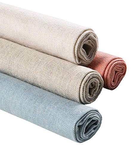 CutitiUU 4 PCS 50cm Baumwolle Leinen Stickerei,Naturleinengewebe,Embroidery Fabric Stoff zum Sticken Handarbeiten Stoff Baumwolle Leinen,für die Herstellung von Kleidungsstücken Basteln (Helle Farben)