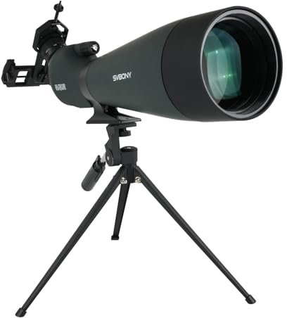 SVBONY SV28 Spektiv, 100 mm, angewinkelt, für Zielschießen, 25–75-faches Spektivfernrohr mit Stativ, lange Sichtweite, FMC-HD-Optik, mit weicher Tragetasche, Handy-Adapter, Zielfernrohr für Aufnahmen
