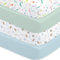 Bimocosy Spannbettlaken 70x140cm, 4er Set für Babybett & Kinderbett, Weiche Mikrofaser, Atmungsaktiv & Oeko-TEX Zertifiziert, Waschbar, Meereswelt/Muschel/Blau/Grün