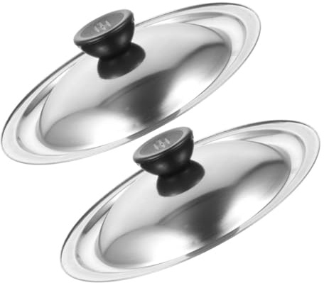 Ciieeo 2pcs Stainless Steel Lid Mini Sauce Pan Cover Pot Cover Pan Lid Skillets Kitchen Cookware Accessory