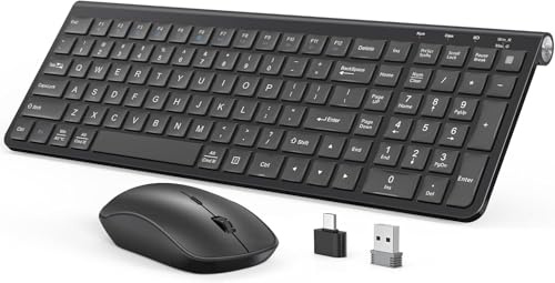 JOYACCESS Tastiera wireless da 2,4 GHz, tastiera ergonomica wireless compatibile con Win 7/8/10, MacBook Pro/Air, laptop, PC, nero