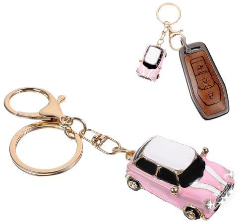 Yuanchu Schlüsselanhänger mit Schlüsselring Auto Geschenk Auto Schlüssel Anhänger Auto Keychain für Motorrad Fahrrad Auto Handtasche Rucksack(rosa)