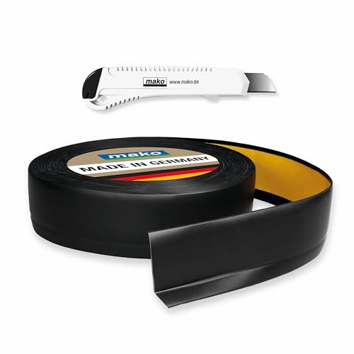 mako Weichsockelleiste selbstklebend quickFIX – schwarz, 45 mm x 15 mm x 25 m, PVC-Kunststoffprofil mit Klebebefestigung, ideal für schnelle und einfache Montage