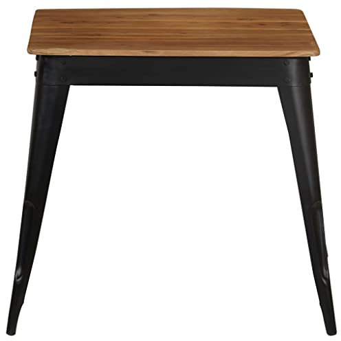 SXJEQOC Esstische Multifunktionstisch Kleiner Tisch Küche Arbeitstisch - Esstisch Massivholz Akazie und Stahl 75x75x76 cm für Wohnzimmer Sitzecke Küche Esszimmer