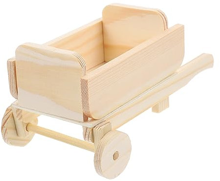 Vaguelly 4pcs Miniature Landscape Decor Wooden Simulation Cart Model Mini Garden Cart Miniature Farm for DIY Decor