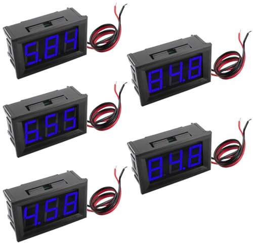 RUNCCI-YUN 5Pcs DC 5V-120V Digitale Spannungsanzeige, 0,56 2-Draht-LED-Voltmeter-Anzeige, Spannungsprüfer, Spannungsmesser (Blau)