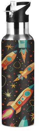 Woltant Borraccia termica in acciaio inox, 600 ml, con cannuccia, a prova di perdite, per lavoro, viaggi, palestra