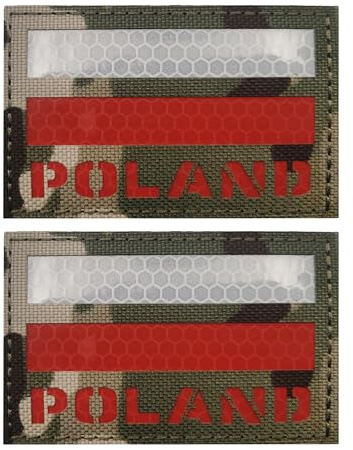 IR Infrarot reflektierende Polen Flagge Patches, polnische Flaggen, lasergeschnittene Aufnäher, Applikationen, taktische Moral, Militär-Emblem, Abzeichen für Rucksäcke, Kleidung, Hüte, 8,9 x 5,9 cm, 2