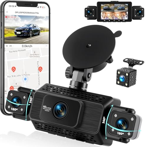 GOHHDL 4 Kanal Dashcam Auto 360° mit APP, 4 Kamera 1080P Vorne und Hinten Links Rechts, 3 Zoll 1080P Dash Kamera für Autos mit IR Nachtsicht, Loop Video, 24H Parküberwachung, G-Sensor, Einparkhilfe