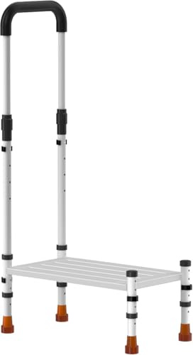 ILOKNZI Verstellbarer Autohocker mit Griff für Senioren, Wohnmobile & SUV | 4 Beine und Geländer, individuell einstellbar. Befestigt 360 kg, rutschfest. Geeignet für Lkw, Wohnmobil und Senioren