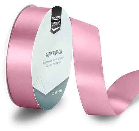 Vaessen Creative Nastro di Raso Rosa Antico - Nastro Colorati 20 m x 25 mm per il Fai-da-te - Decorazioni Matrimonio - per Regali e Segnalibri