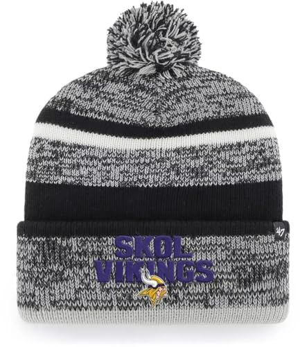 47 Minnesota Vikings Beanie-Mütze mit Bommel, NFL-Bündchen, Winter-Strickmütze, Grau