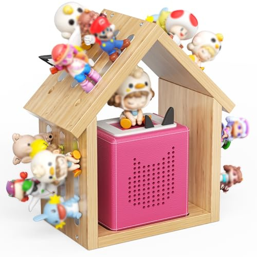 Thalyrnn Holzregal für Tonies Figuren (12–40 Stück), Wandregal mit Magnetstreifen zur Aufbewahrung, Präsentationsregal für Tonies & Toniebox, Haus-Design (Medium)