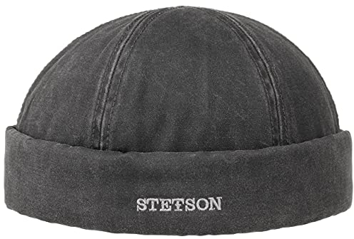 Stetson Old Cotton Winter Dockermütze - Dockercap Herren - Herrenmütze Wasserabweisend - Mütze gefüttert (Fleece) - Fischermütze Herbst/Winter - Wintermütze schwarz M (56-57 cm)