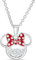 Disney geburtsstein damen und mädchenschmuck minnie mouse silber überzogen shaker hängende halskette, 18 + 2 extender mickey 90. geburtstag anniversary