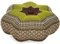 Livasia Meditationskissen Stern - Ø 30x15cm - Yogakissen mit Kapok, Pouf, Bodenkissen sternförmig Yoga Zen Meditation, Zafukissen für Garten und Balkon, Sitzkissen handgefertigt (Braun/Grün)